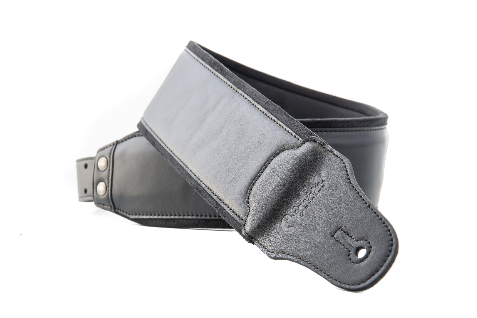 Smooth Black Leather Bass Strap