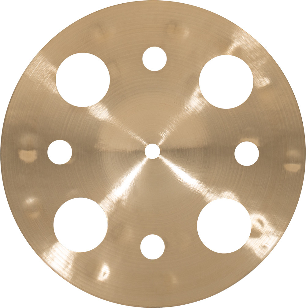 Becken, Bronzefarben, Metall, Lochmuster, Rundes Schlaginstrument