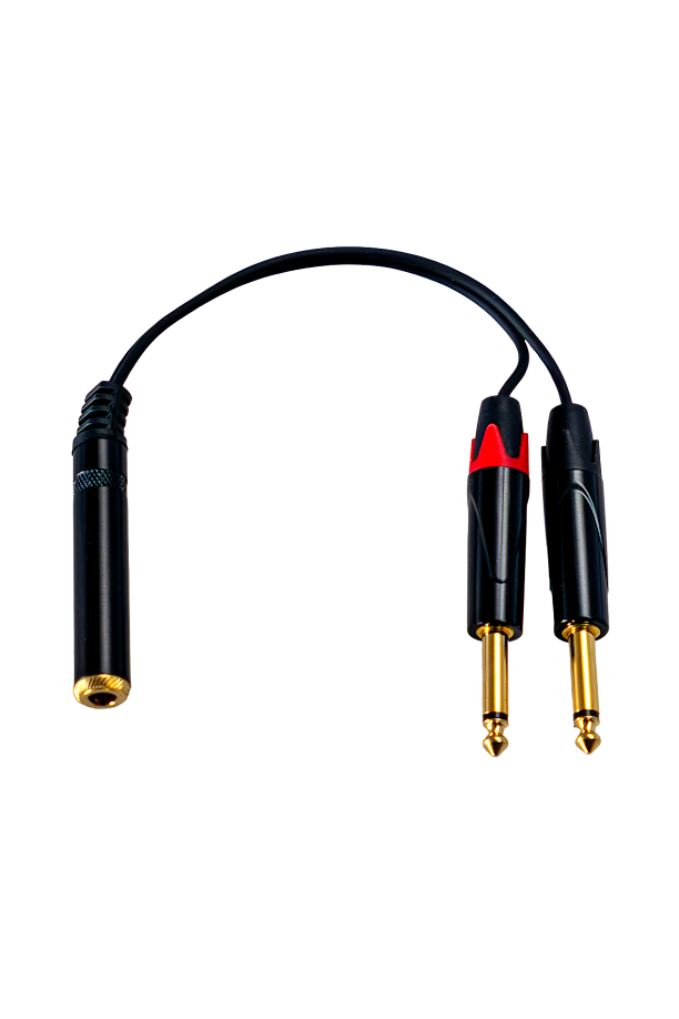 Audio-Adapterkabel, Klinkenbuchse, 2 Klinkenstecker, schwarzes Kabel, vergoldete Stecker