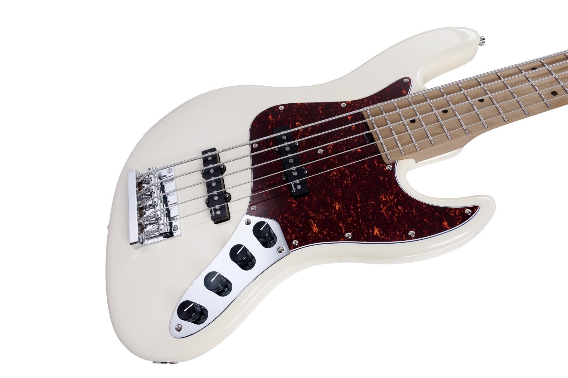 MetroExpress 21-Fret Vintage J/J Bass, Roasted Maple Fingerboard, 5-String - Solid Olympic White Hig