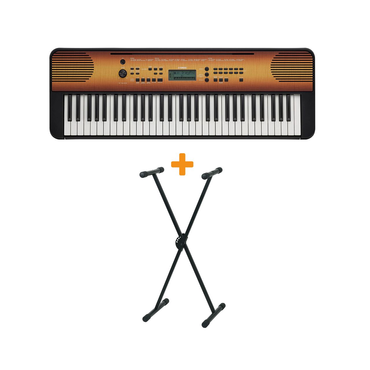 PSR-E360 Keyboard in Dunkler Nussbaum Set IV mit Ständer, Kopfhörer, Tasche und Bank