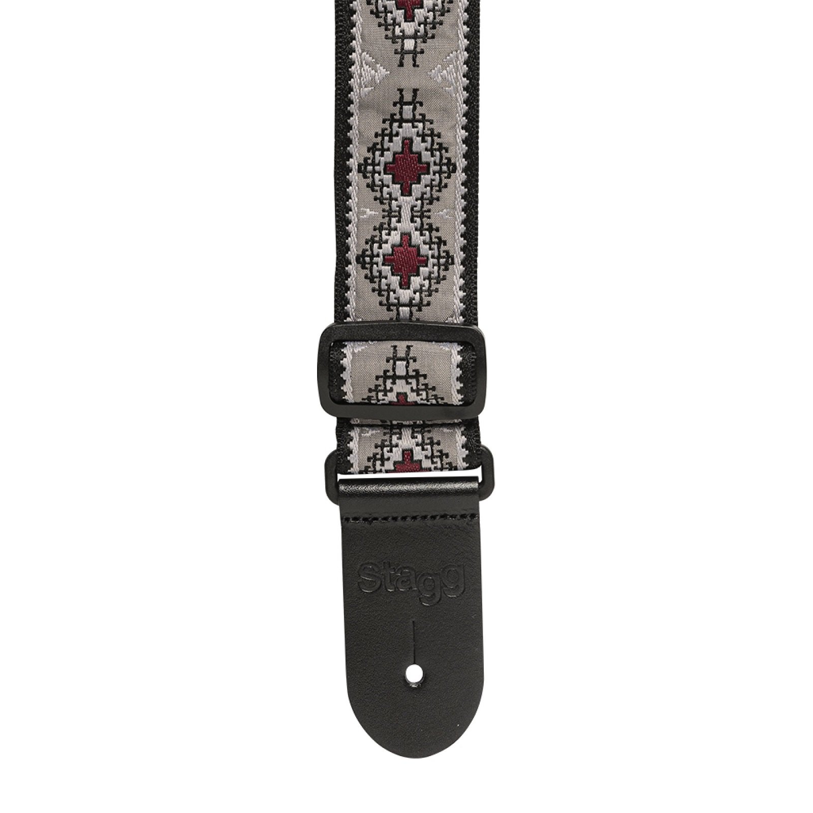 Gitarrengurt aus gewebtem Nylon, Rautenmuster, grau
