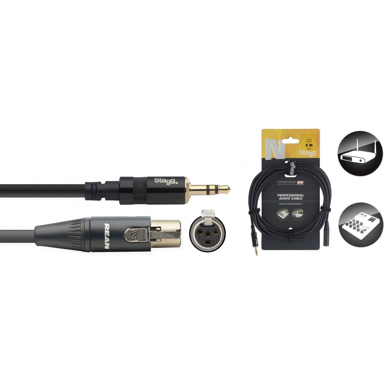 Audiokabel - mKlinke(st)/mXLR4f - 5m