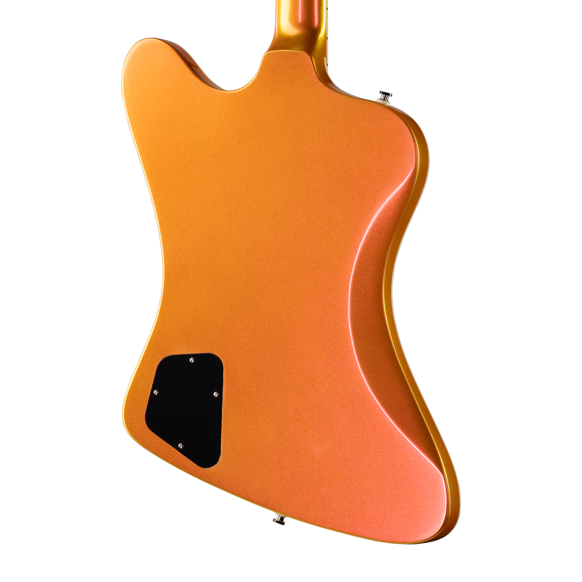 E-Gitarre, orangefarben, Metallic-Lackierung, massiver Korpus