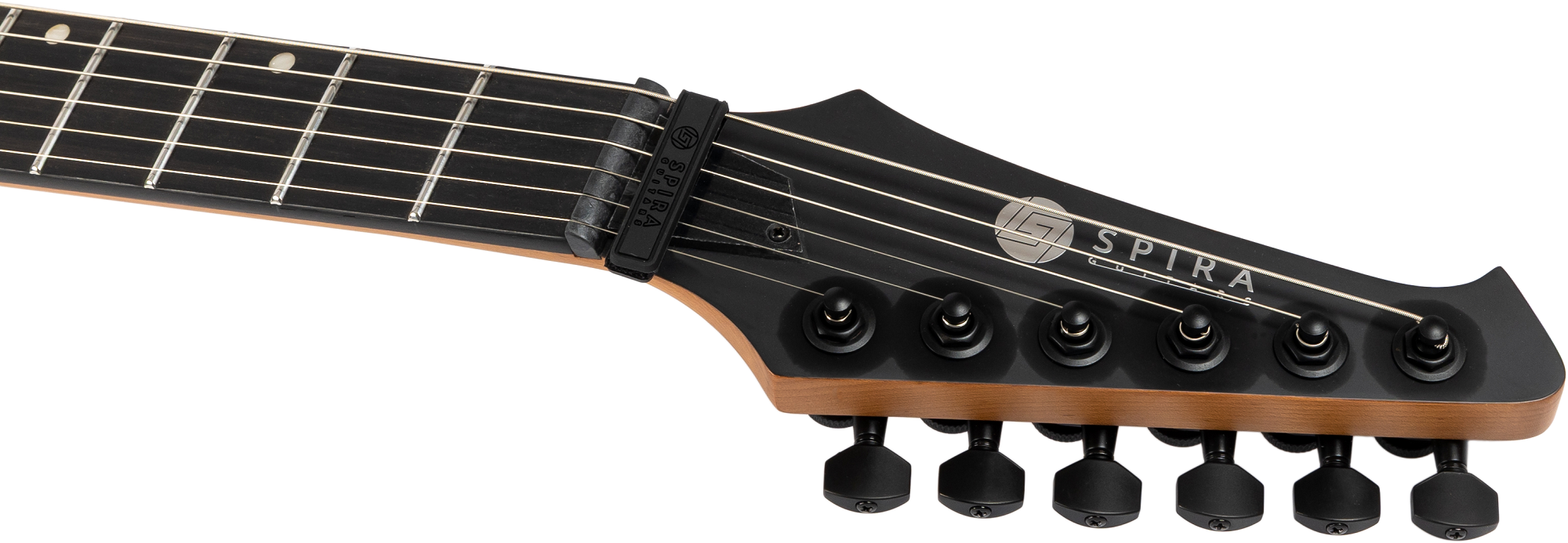 Spira V-400 MGR – Headstock mit Spira-Logo und Locking-Tunern